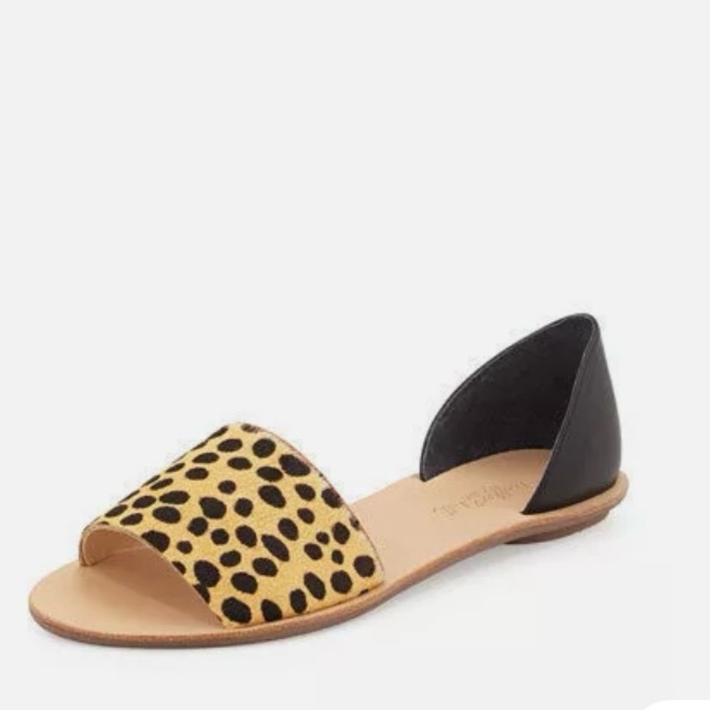 Loeffler Randall Sawyer Leopard Print Calf Hair Flat Sandals
